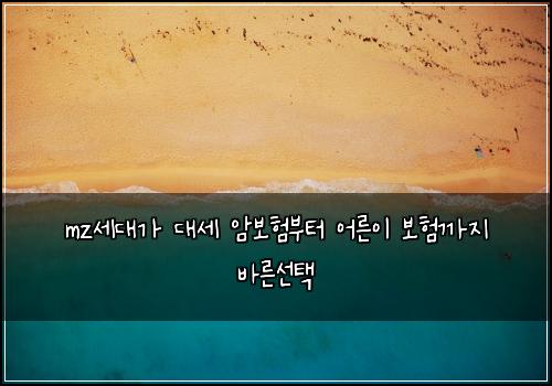 mz세대가 대세 암보험부터 어른이 보험까지 바른선택