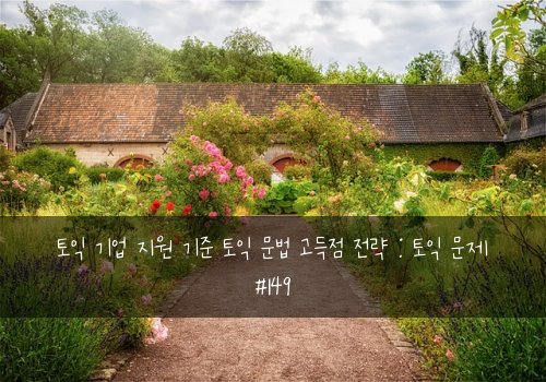 토익 기업 지원 기준 토익 문법 고득점 전략 : 토익 문제 #149