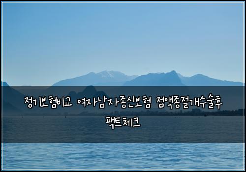 정기보험비교 여자남자종신보험 점액종절개수술후 팩트체크