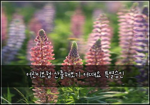 어린이보험 산출해보기  어때요 특별승인