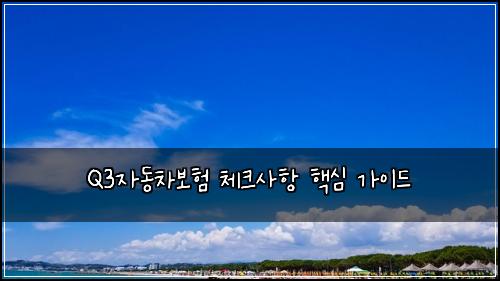 Q3자동차보험 체크사항 핵심 가이드