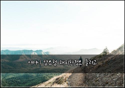 어머니 암보험 해피한정보  들려고