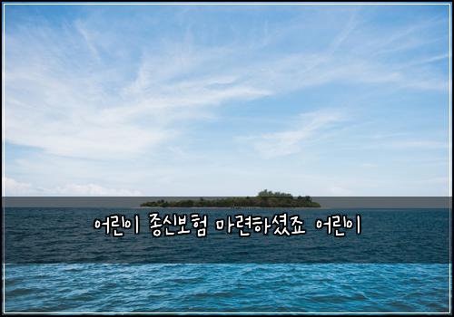 어린이 종신보험 마련하셨죠  어린이