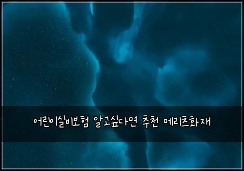 어린이실비보험 알고싶다면  추천 메리츠화재