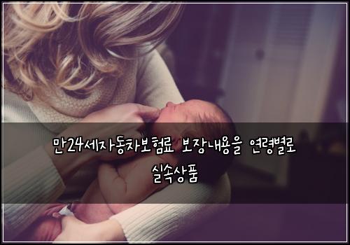 만24세자동차보험료 보장내용을 연령별로 실속상품