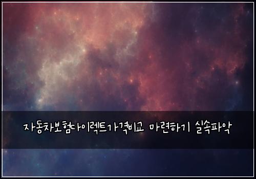 자동차보험다이렉트가격비교 마련하기 실속파악