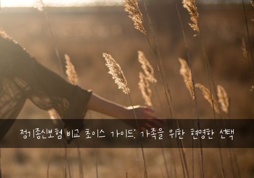 정기종신보험 비교 초이스 가이드: 가족을 위한 현명한 선택