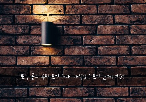 토익 공부 루틴 토익 독해 해석법 : 토익 문제 #159