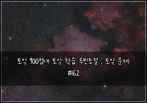 토익 900점대 토익 학습 루틴조절 : 토익 문제 #162