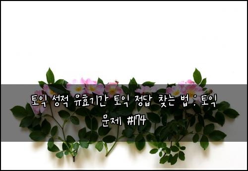 토익 성적 유효기간 토익 정답 찾는 법 : 토익 문제 #174
