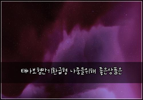 태아보험만기환급형 나중을위해 좋은상품은