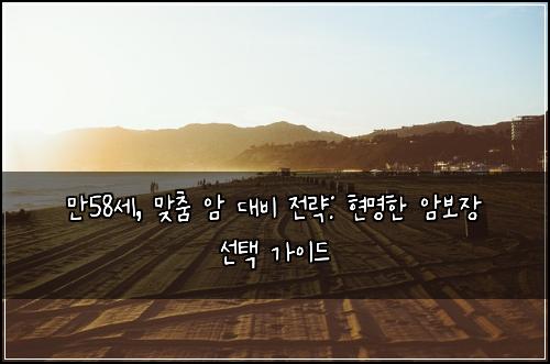  만58세, 맞춤 암 대비 전략: 현명한 암보장 선택 가이드