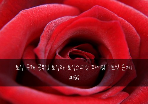 토익 독해 공부법 토익과 토익스피킹 차이점 : 토익 문제 #156