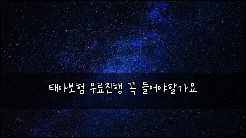 태아보험 무료진행  꼭 들어야할가요