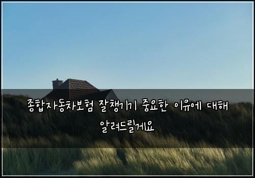 ์ข
ํฉ์๋์ฐจ๋ณดํ ์์ฑ๊ธฐ๊ธฐ ์ค์ํ ์ด์ ์ ๋ํด ์๋ ค๋๋ฆด๊ฒ์