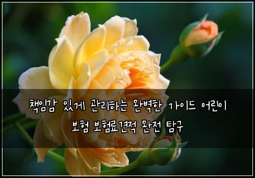 책임감 있게 관리하는 완벽한 가이드 어린이 보험 보험료견적  완전 탐구