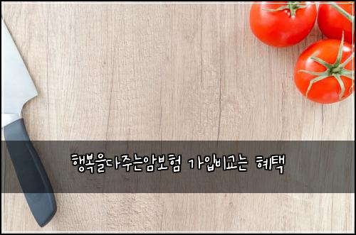 행복을다주는암보험 가입비교는  혜택