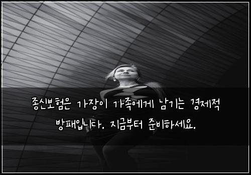 종신보험은 가장이 가족에게 남기는 경제적 방패입니다. 지금부터 준비하세요.