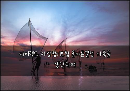 다이렉트 사망정기보험 올바른결정  가족을 생각하며
