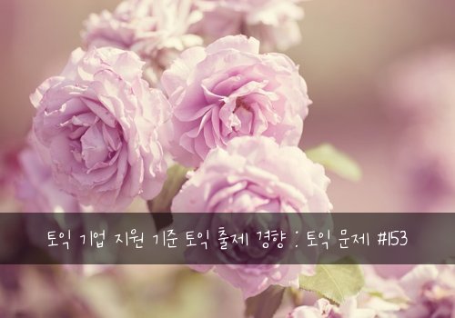 토익 기업 지원 기준 토익 출제 경향 : 토익 문제 #153