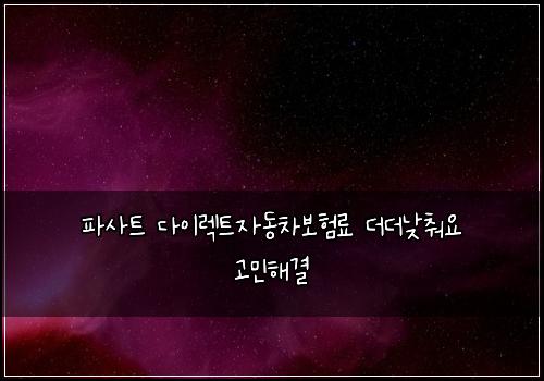 파사트 다이렉트자동차보험료 더더낮춰요 고민해결