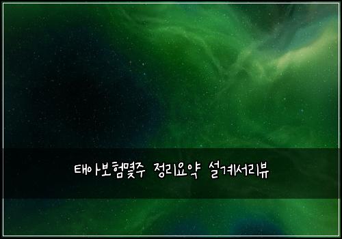 태아보험몇주 정리요약 설계서리뷰